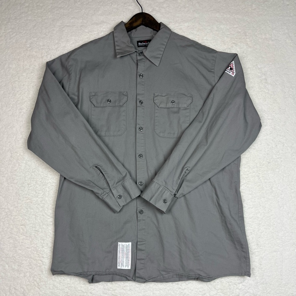 Bulwark FR Flame Resistant Mens Size 2XL Long Sleeve Gray Work Shirt